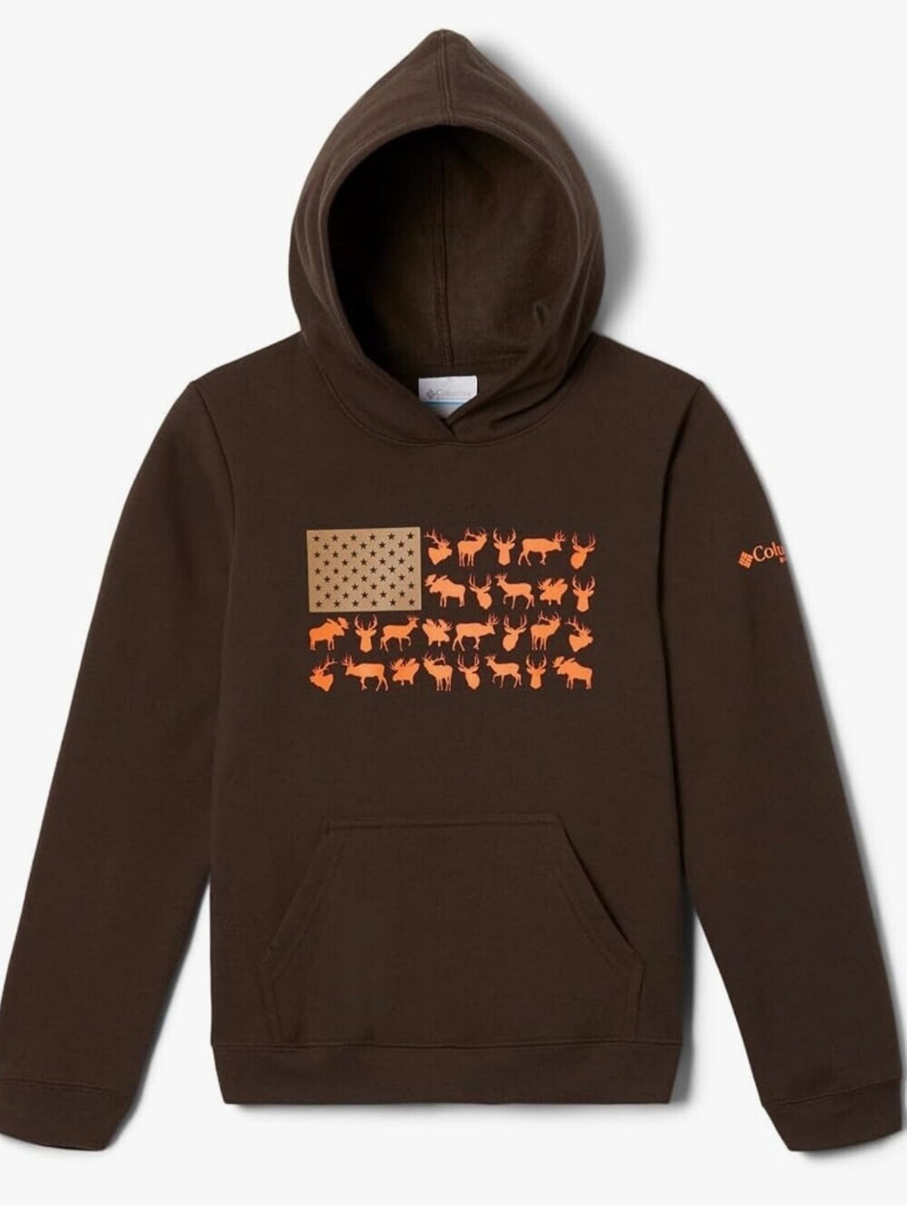 Columbia PHG Boys Hunt Flag Hoodie Brown Orange Youth Small NWT